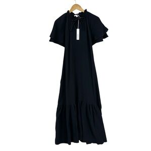 knee length dresses for ladies Final Sale Plus Size Short Sleeve Deep Scoop Neck Maxi Dress in Black, Tan and White Design Print